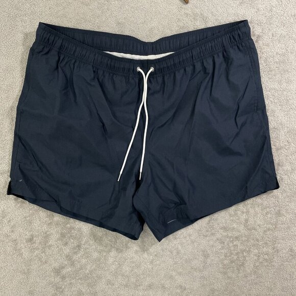 NWOT Lands' End Men's XXL Navy Swim Shorts Elastic Waist Drawstring Mesh Liner - Picture 2 of 9